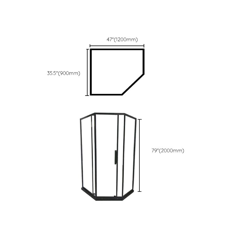 Contemporary Shower Enclosure Neo-Angle Semi-Frameless Clear Shower Enclosure