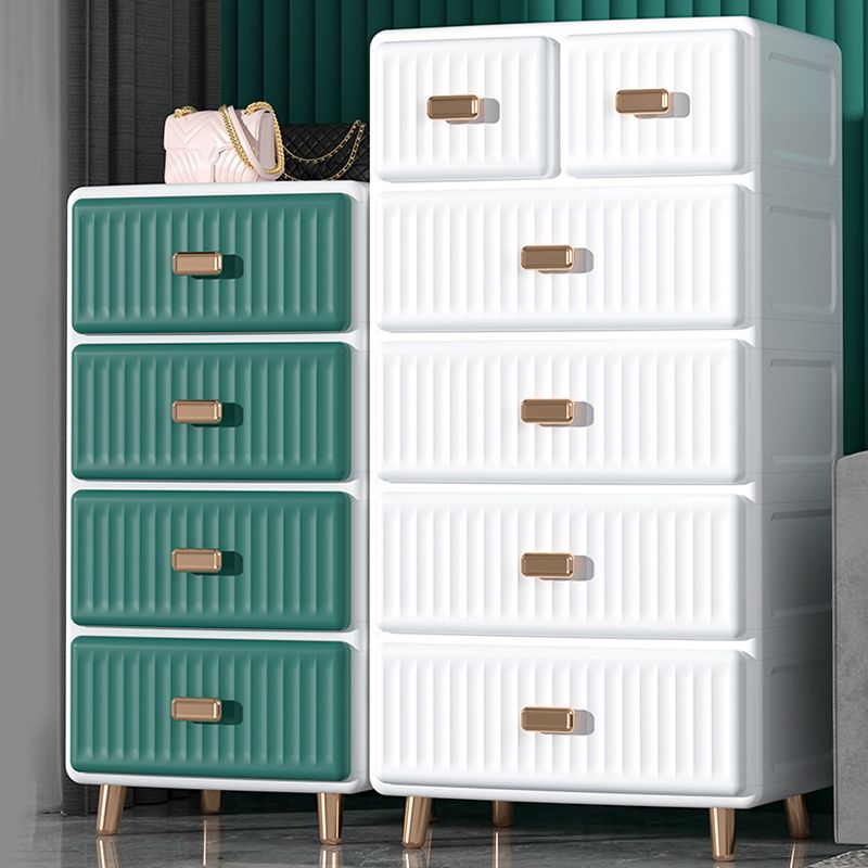 Modernism Vertical Kids Nightstand Plastic Nursery Dresser with 5/6 Drawers for Bedroom