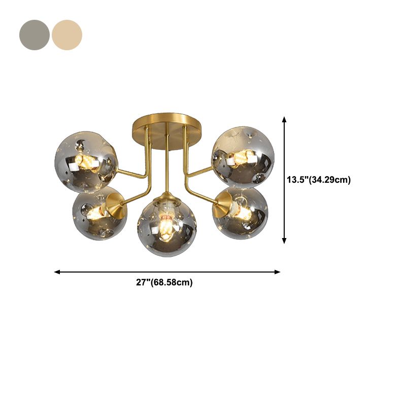 Sputnik Ceiling Lighting Modern Glass Semi Flush Mount for Living Room