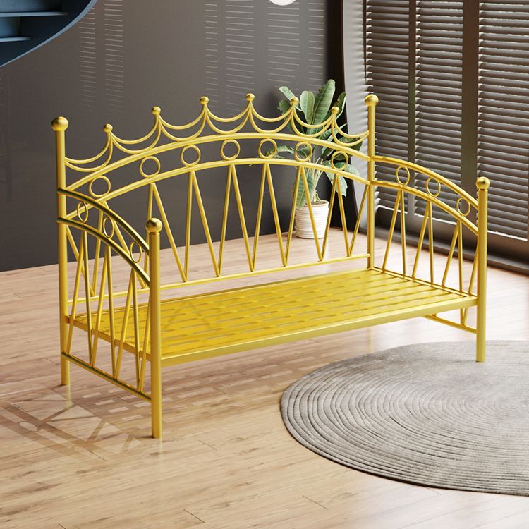 Scandinavian Iron Frame Daybed with Open-Frame Headboard and Guardrail