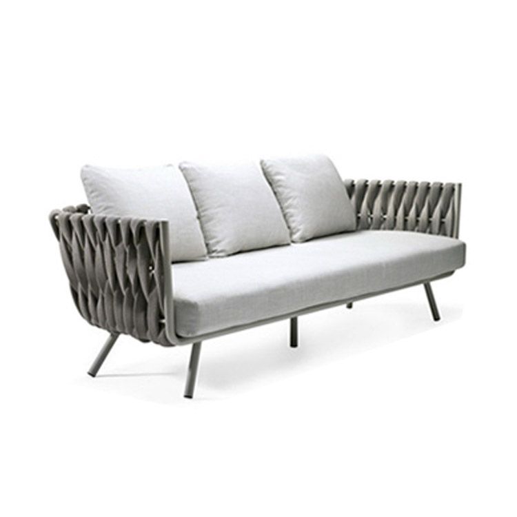 Farmhouse Outdoor Patio Sofa Metal Water Resistant Patio Sofa with Cushions