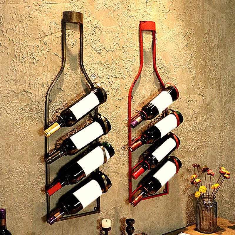 Wall Mounted Metal Contemporary Style Wine Bottle Holder for Kitchen