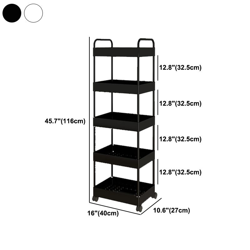 Modern Open Etagere Bookshelf Metal Frame Plastic Shelf Bookshelf with Caster Wheels