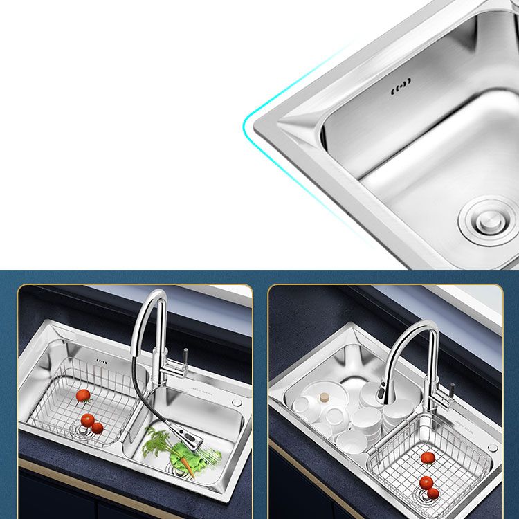 Modern Style Kitchen Sink Stainless Steel Noise-cancelling Design Drop-In Kitchen Sink