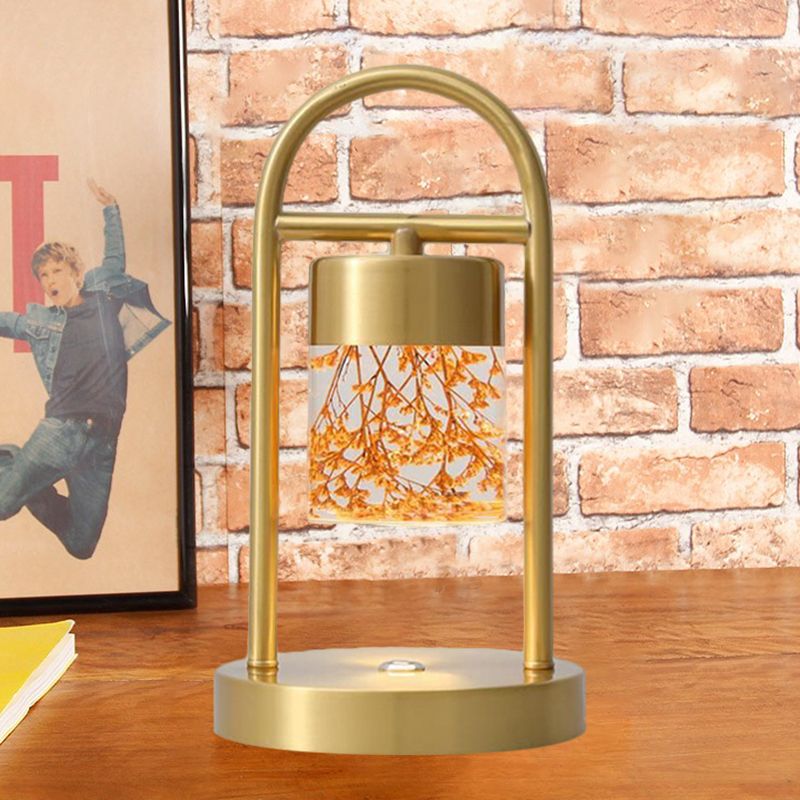 Gold Säule Tischlampe Einfachheit klares Glas-LED-Schreibtisch Licht mit U-förmiger Metallrahmen