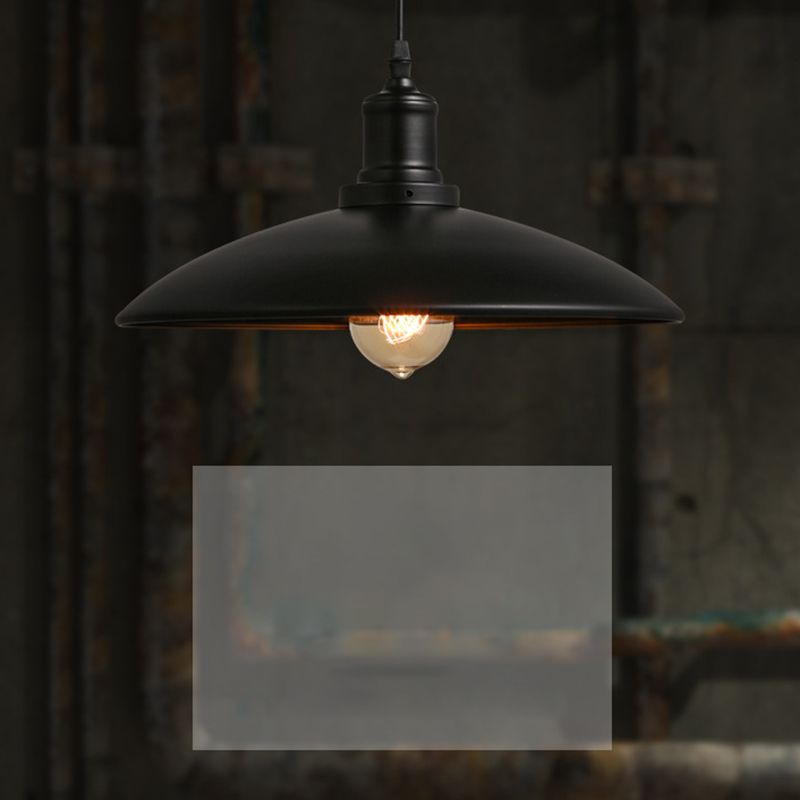 1 Light Pot Cover Hanging Pendant Industrial Style Metal Hanging Lighting for Living Room