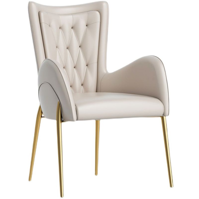 Glam Style Arm Chair Parsons Indoor Dining Chair with Metal Base