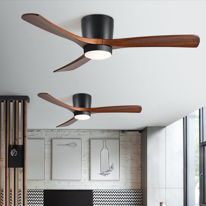 Modern Wooden Ceiling Fan Light Fixture Minimalist LED Ceiling Lamp for Bedroom