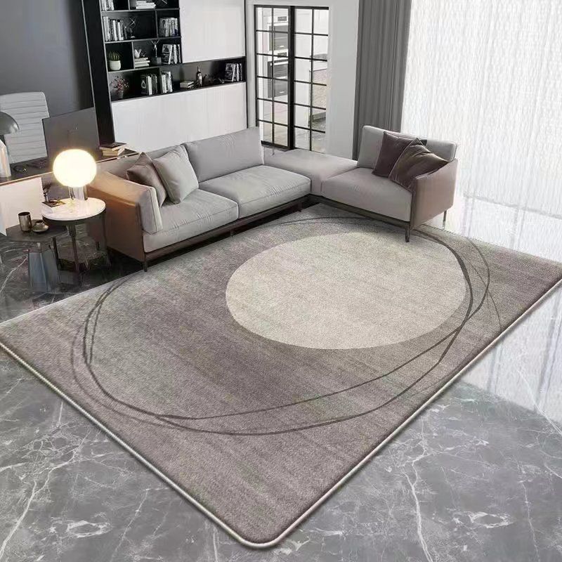 Dark Beige Modern Rug Polyester Geometric Rug Washable Rug for Drawing Room