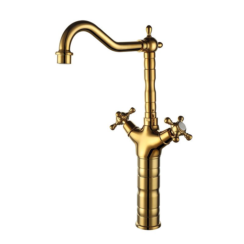 Glam Centerset Faucet Brass Cross Handles High-Arc 2 Handles Basin Lavatory Faucet