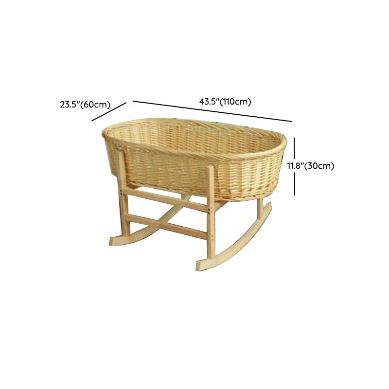 Natural Rocking and Portable Crib Cradle Oval Wicker Stand Crib Cradle