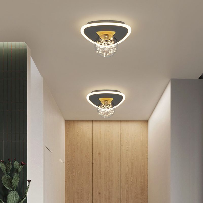 Geometric Shape Metal Flush Light Modern Style 2 Lights Flush Mount Ceiling Light in Black