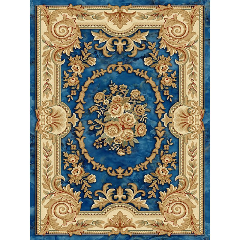 Shabby Chic Floral Print Rug Multi-Color Polyster Area Rug Anti-Slip Pet Friendly Carpet for Living Room