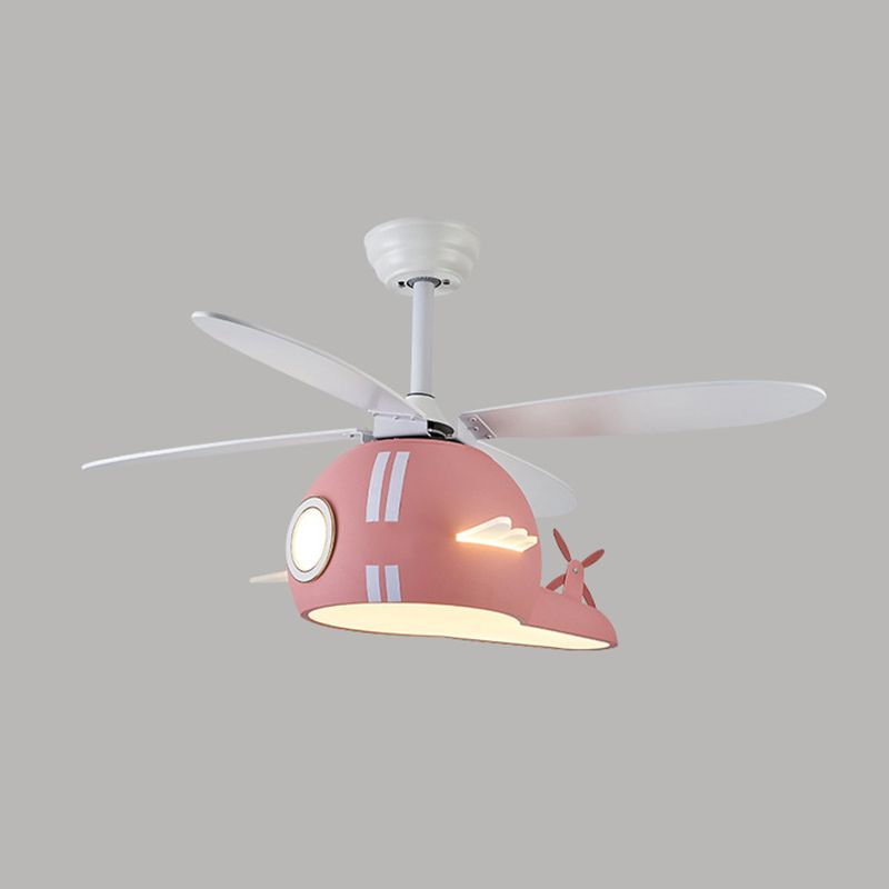 Air-Force-Eight Pendant Fan Light Cartoon Metal Kids Bedroom LED Semi-Flush Mount Light with Fan