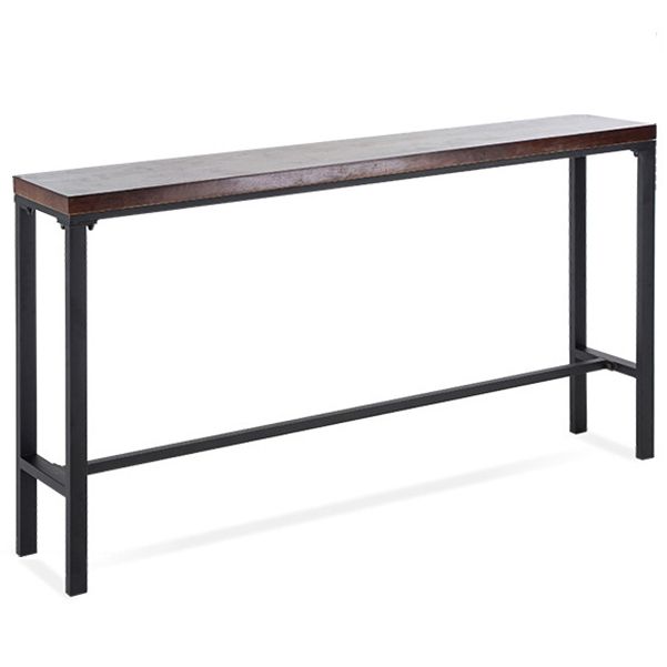 Wood Bar Dining Table Industrial Bar Dining Table with Trestle Base