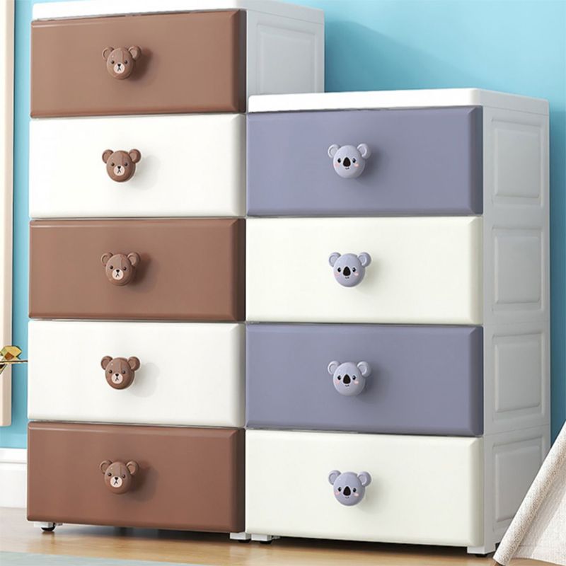 Scandinavian Vertical Kids Nightstand Plastic Nursery Dresser for Home