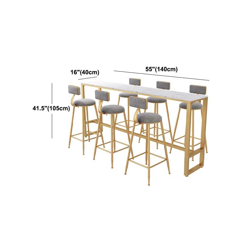 Rectangle Shop Patio Bar Table Trestle White Marble Contemporary Counter Table