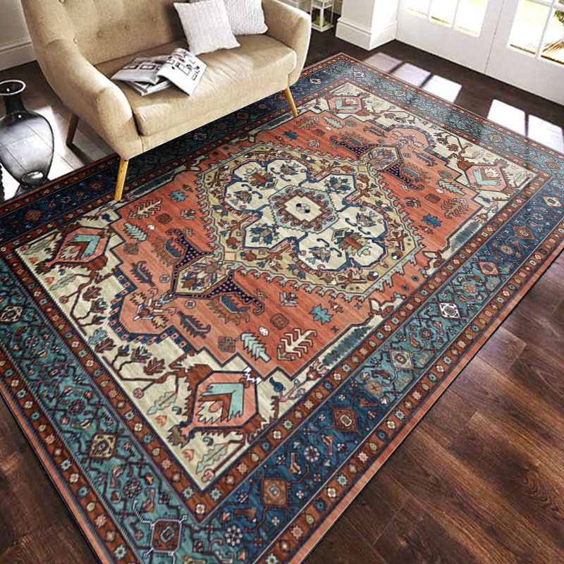 Vintage Pattern Indoor Rug Distinctive Moroccan Carpet Polyester Washable Rug for Living Room