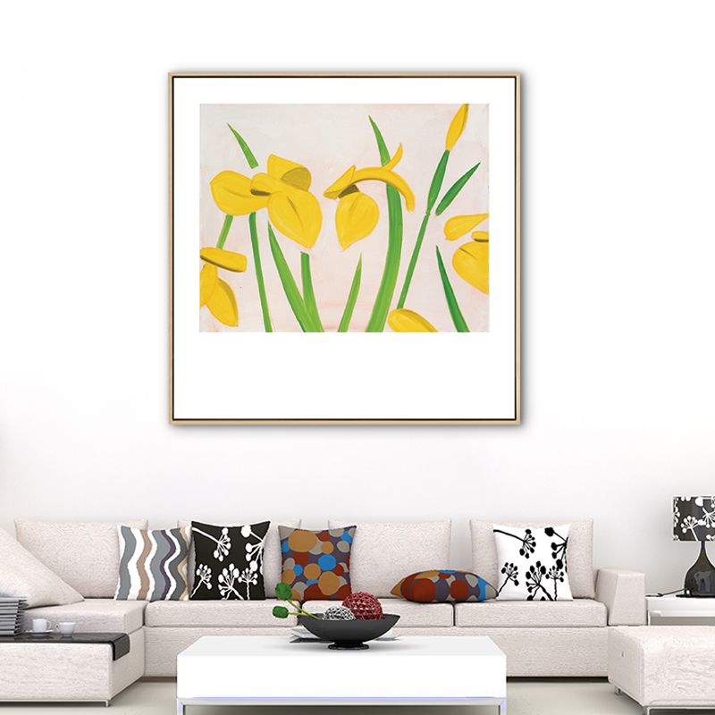 Nordic Drawing Tulip Flowers Art Print Canvas Textured Pastel Wall Decor for Room