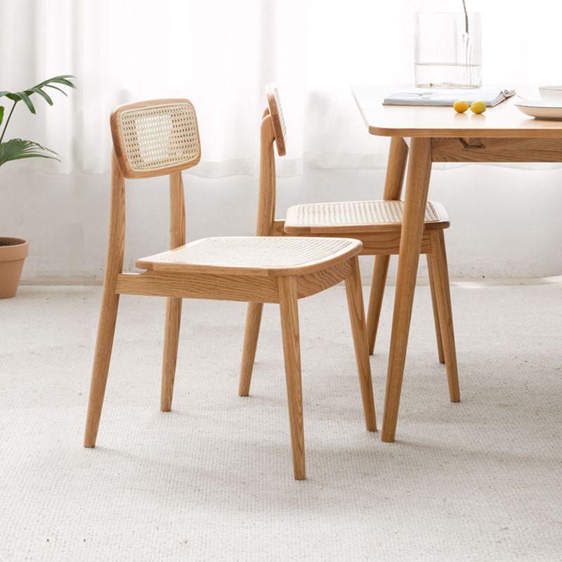 Matte Finish Contemporary Oak Wood Dining Chair for Living Room