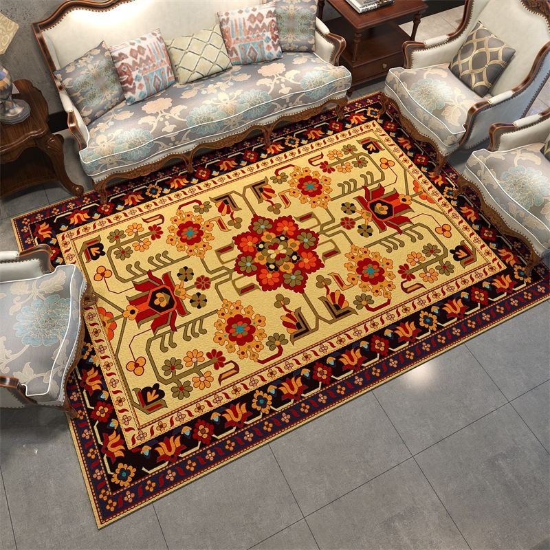 Stylish Tribal Pattern Rug Blue Traditional Carpet Polyester Stain Resistant Rug for Living Room