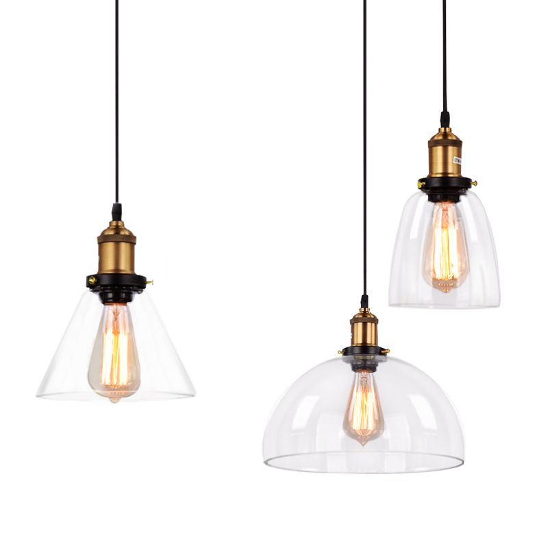 Cône Cone Pendant Lights Industrial Plafond Lights Verre 1 Light Hanging Lights