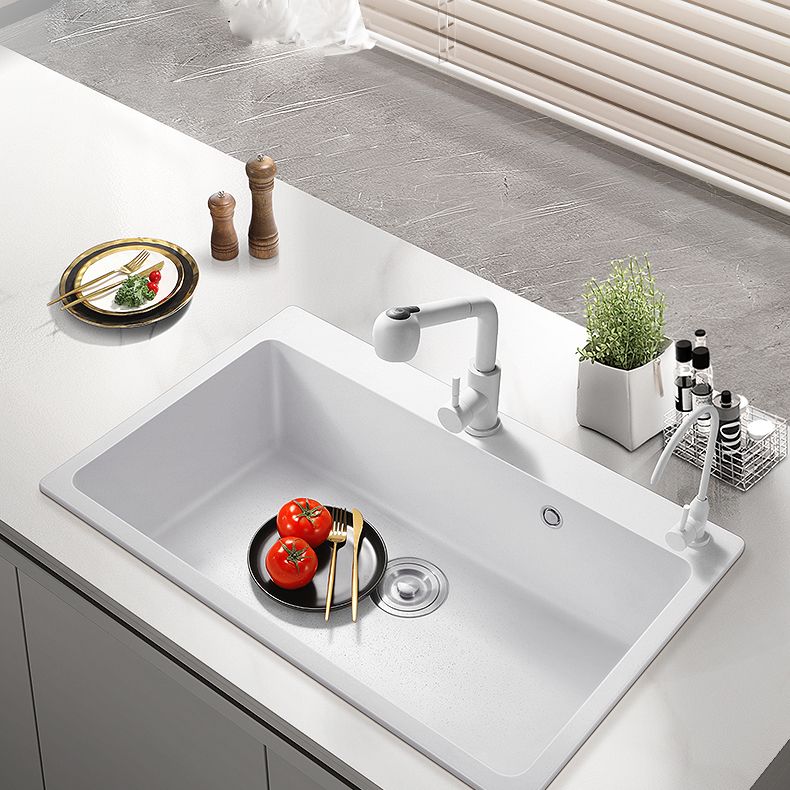 Kitchen Sink Ceramic Rectangular Anti-spill Pull-out Faucet Sink