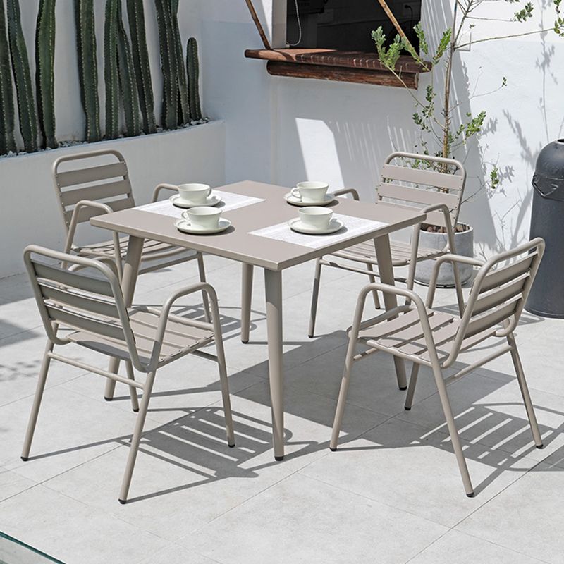 Modern Patio Dining Side Chair Aluminum Outdoor Bistro Chairs with Arm