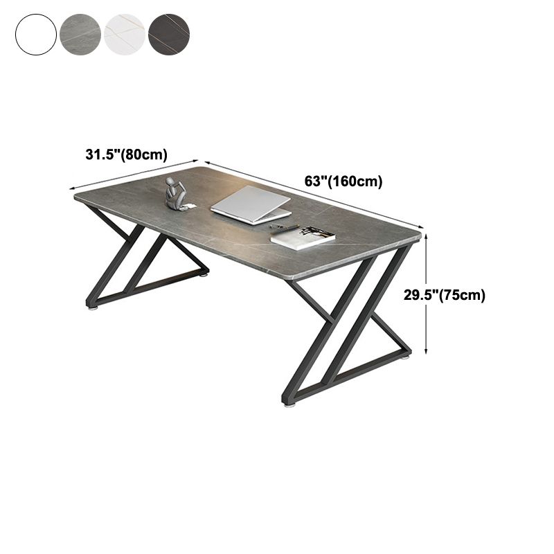 Modern Style Office Desk Sintered Stone Writing Desk with Metal Legs for Home