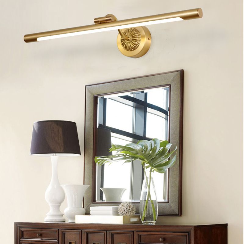 Linear Shade Metal Wall Sconce Modern 1 Light Mirror Wall Mount Lighting in Brass