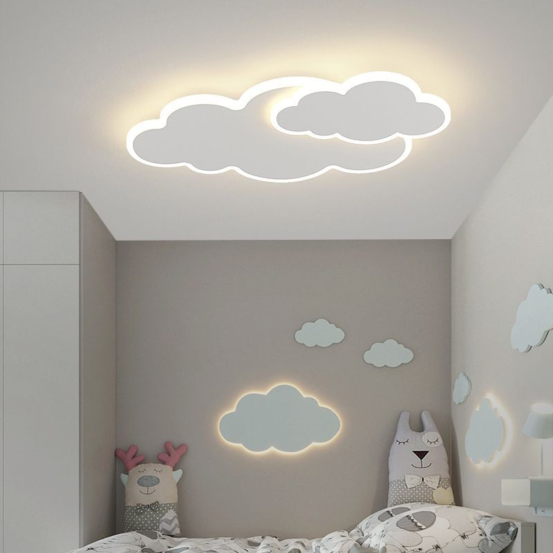 Cloud Shape Flush Light Modern Style Metal 2 Lights Flush Mount for Bedroom