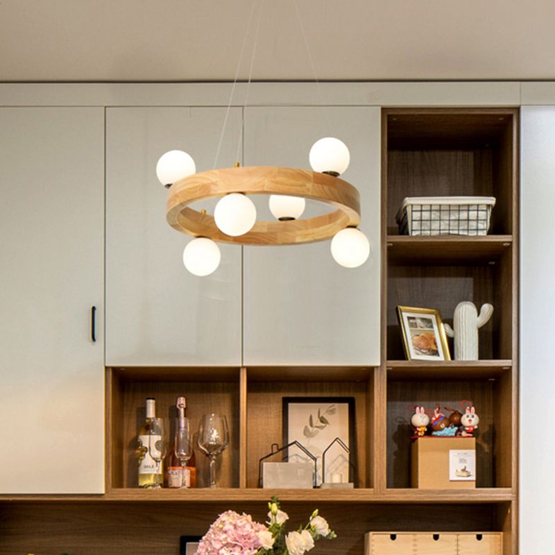 Lustre circulaire en bois