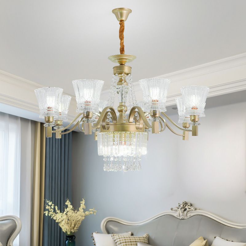 Sputnik Ceiling Chandelier Contemporary Crystal 11/13/15 Heads 37.5"/40.5"/41" Wide Satin Brass Hanging Light