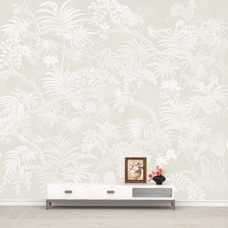 Palm Leaves Wall Paper Murals Tropical Moisture Resistant Dining Room Wall Decor, Customized Size