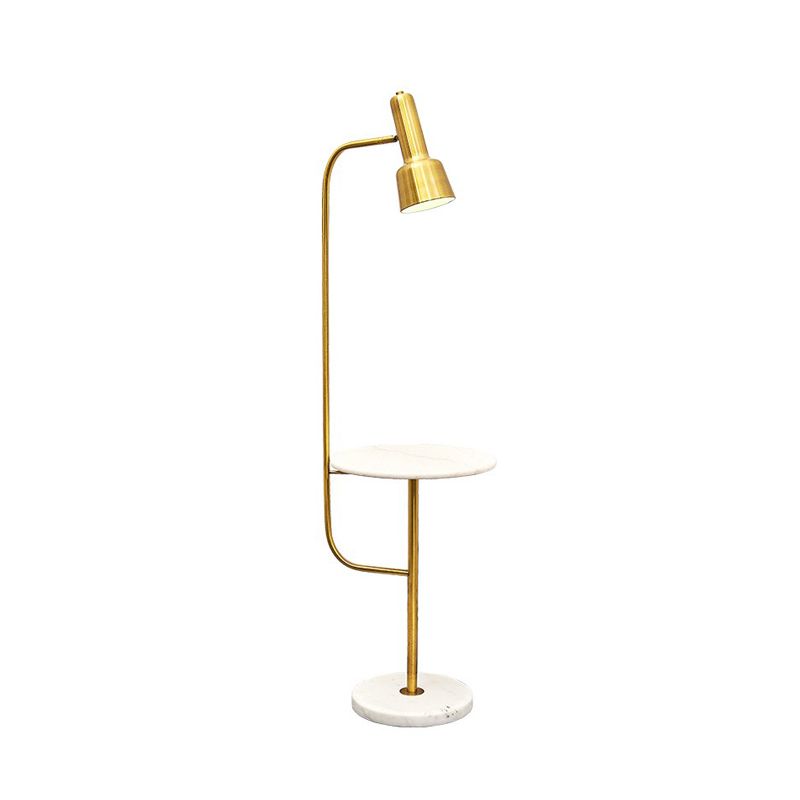 Gold Finish Tube Floor Desk Lighting Modernism Single Metallic Floor Stand Lamp for Living Room