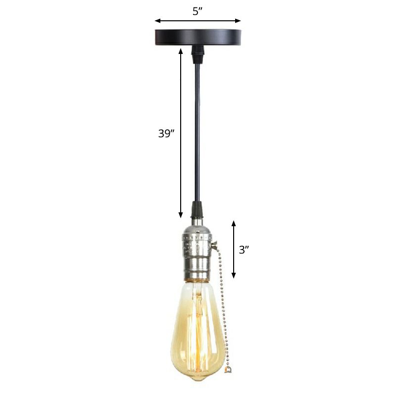 Edison Bulb Pocket en aluminium Pendant Light Light Industrial Single Salle Room suspendu Lamping en noir