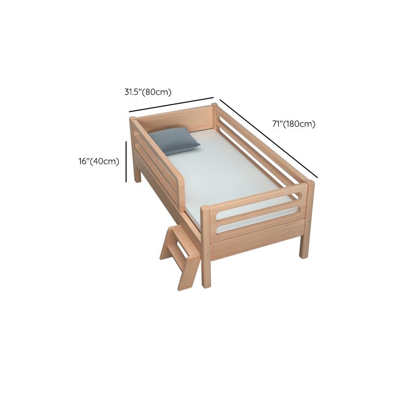 Modern Baby Crib with Guardrail Light Wood Beech Nursery Crib