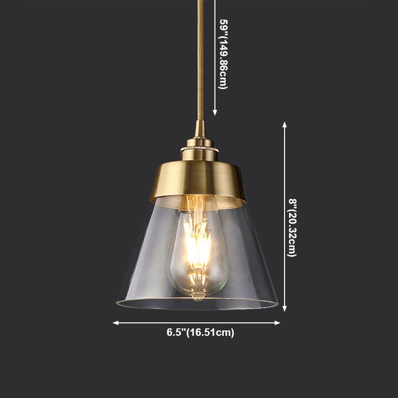 Industrial Style Pendant Light Metal Glass Hanging Light for Dining Room