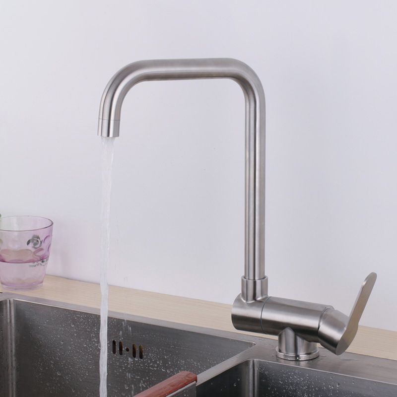 Modern Bar Faucet 1-Handle in Silver Kitchen Faucet with Supply Lines