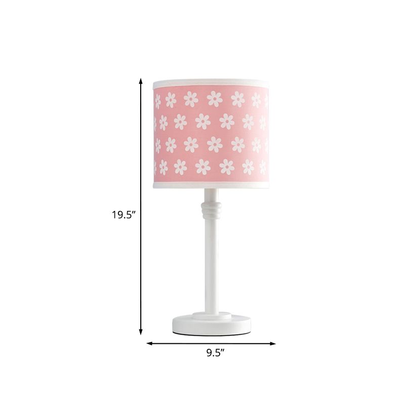 Modern Drum Night Table Lamp Wood Single Light Bedroom Reading Book Light in Pink