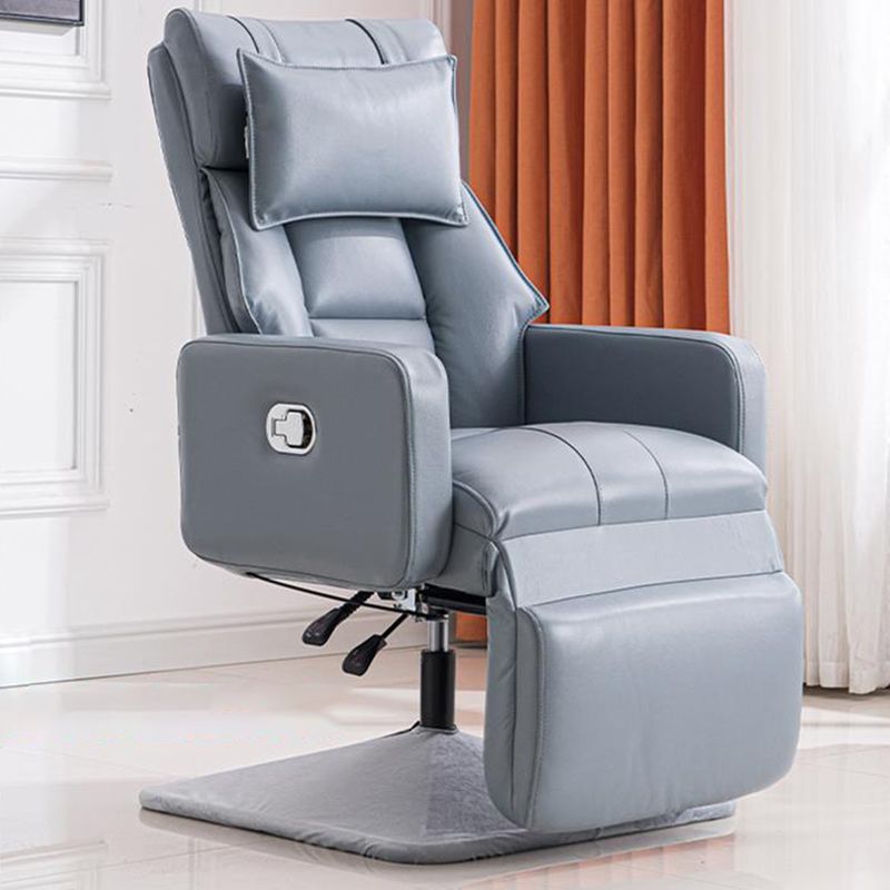 Manual-Handle Swivel Standard Recliner Solid Color Faux Leather Recliner Chair