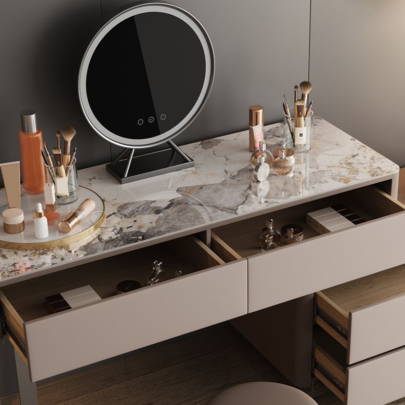 Glam with Drawer Lighted Mirror Bedroom Leather Dressing Table