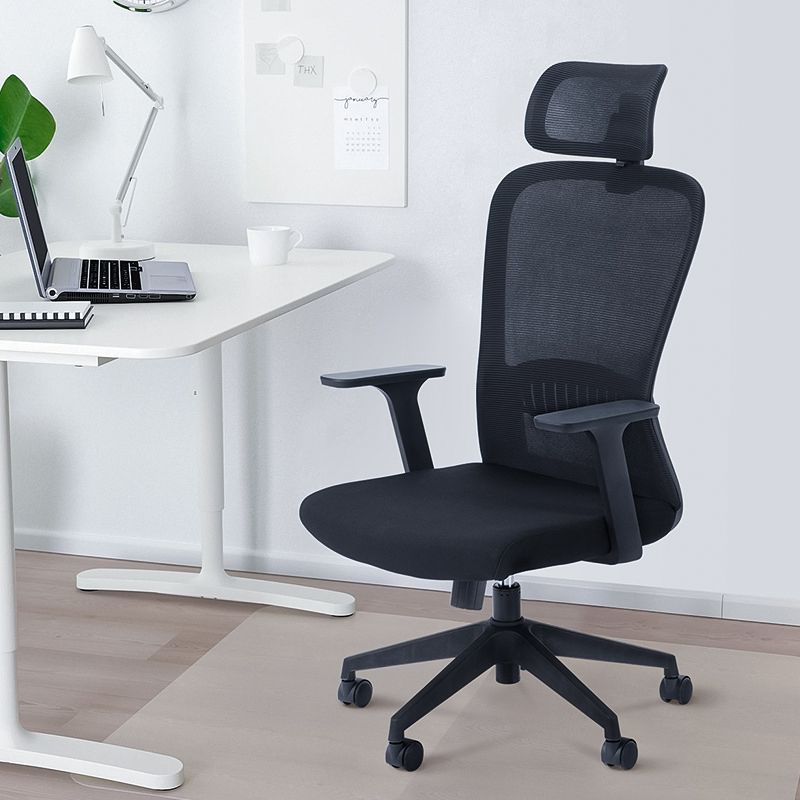 Modern Mesh Office Chair Black / Grey Fixed Armrest Desk Chair with Wheels