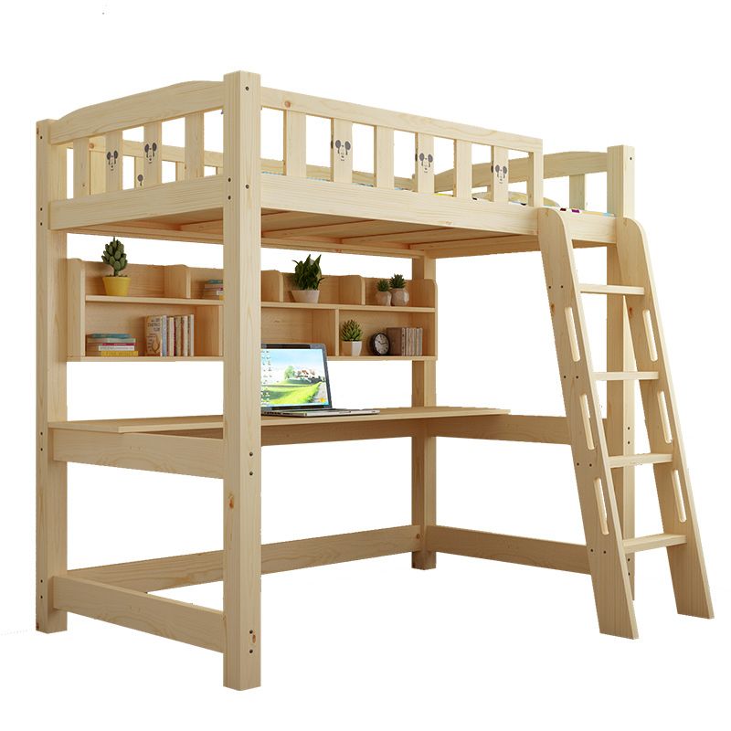 Gender Neutral No Theme Kids Bed Scandinavian Loft Bed with Guardrail