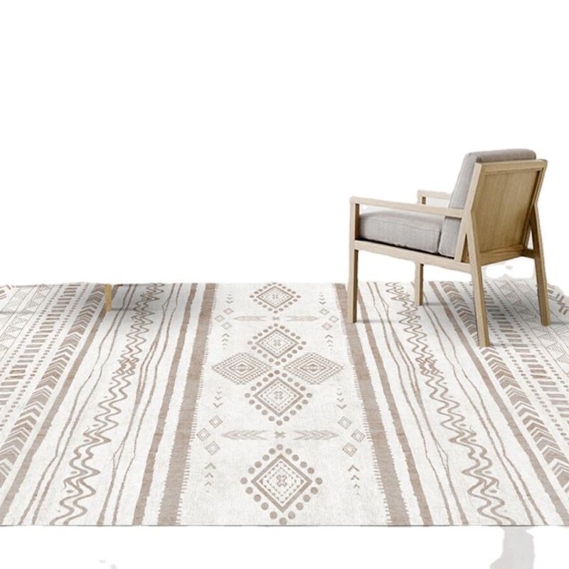 White Americana Pattern Area Rug Polyester Bohemian Area Carpet Non-Slip Rug for Living Room