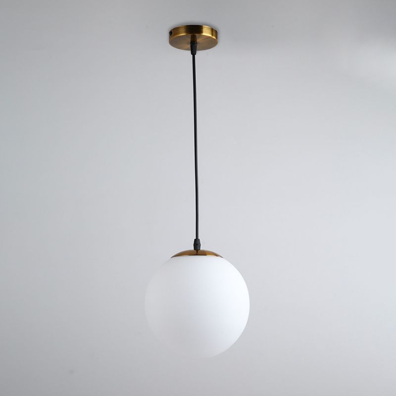 1 luce sferica leggera leggera moderna moderna semplice vetro bianco in vetro tavolo da pranzo appeso