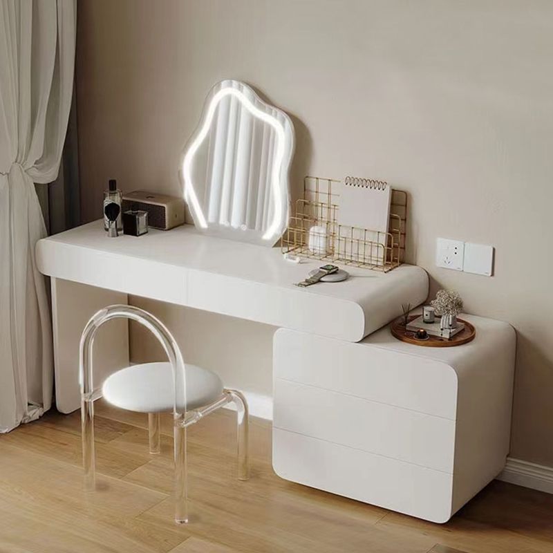 Contemporary White Lighted Mirror Bedroom Wooden Vanity Dressing Table