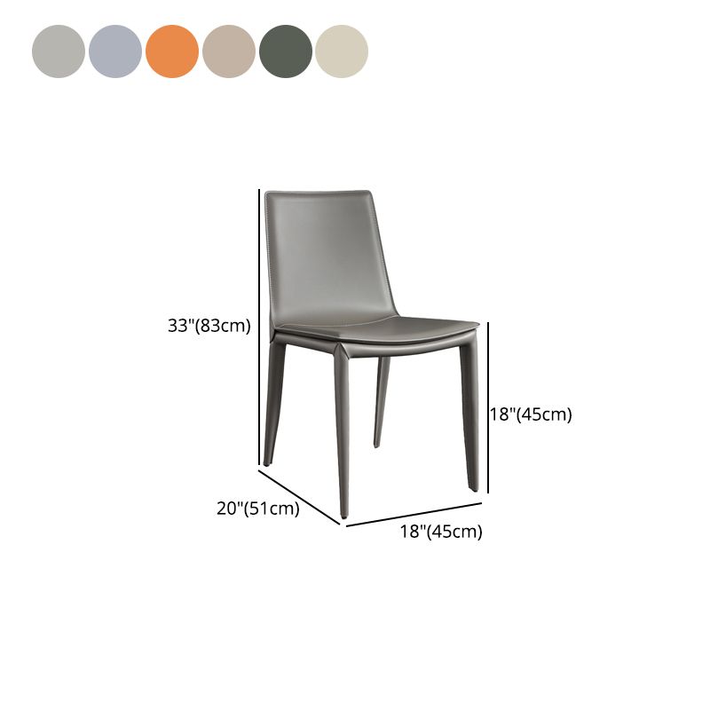 Modern Style Side Chair Faux Leather Solid Back Dining Chair for Home