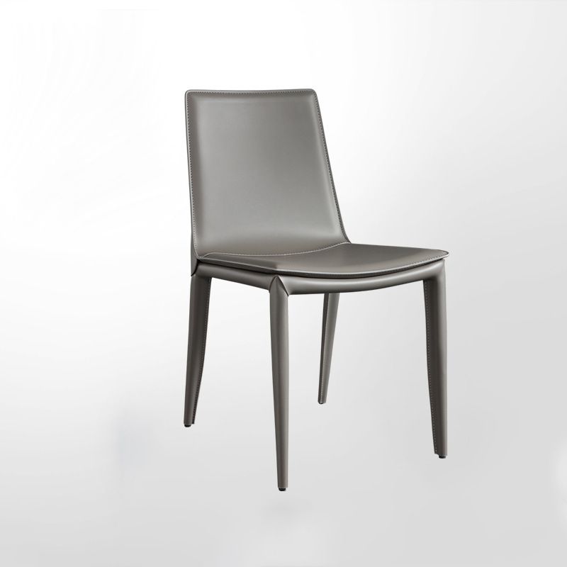 Leather Contemporary Modern Indoor-Outdoor Side Chair Solid Back Chair