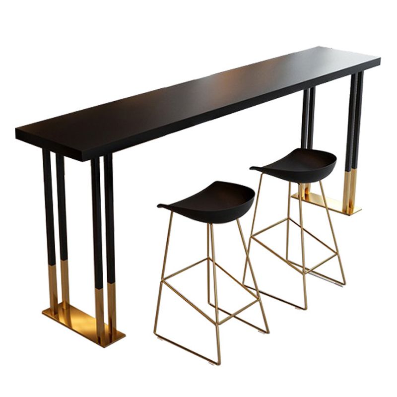 Kitchen Rectangle Wood Top Counter Table Gold Legs Glam Style Bar Table